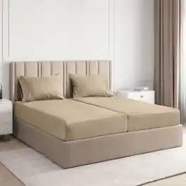 CGK Linens - Luxury Soft 4 Piece Solid Bed Sheet Set - Deep Pocket Fits 8"-16" Mattresses - Split king - Cream
