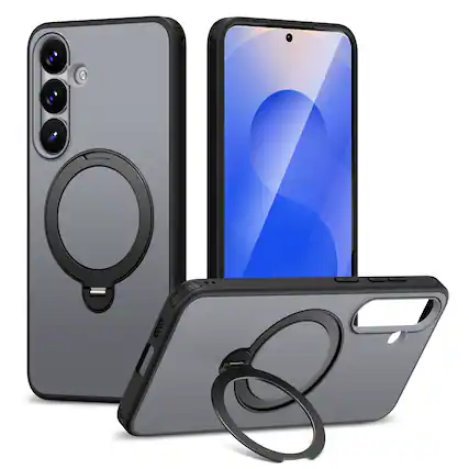 Front. Dteck - Magnetic Case for Samsung Galaxy S26+ with 360° Rotating Ring Stand, Military-Grade Shockproof Protective Cover - Black.