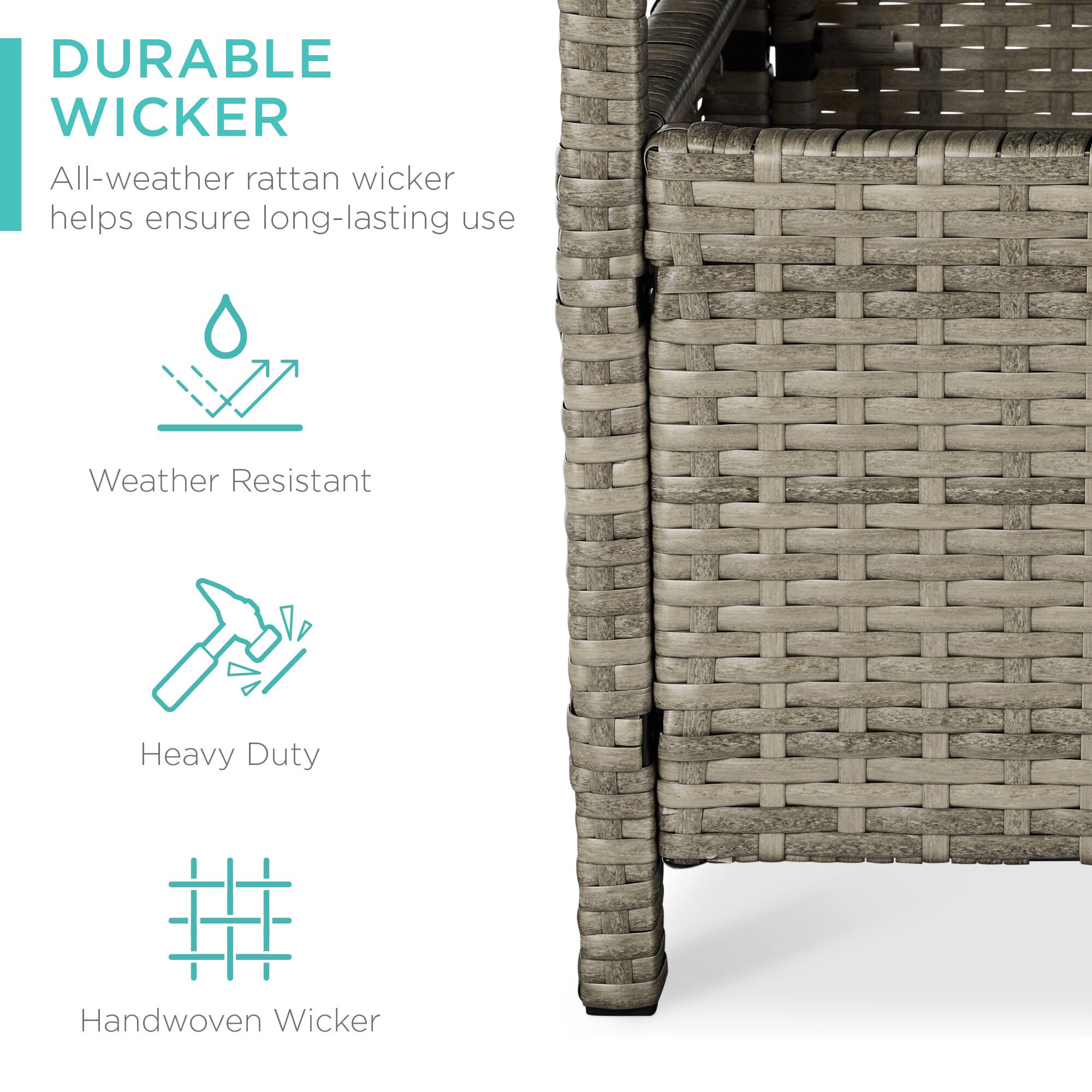 DURABLE WICKER

All-weather rattan wicker helps ensure long-lasting use

Weather Resistant

Heavy Duty

Handwoven Wicker