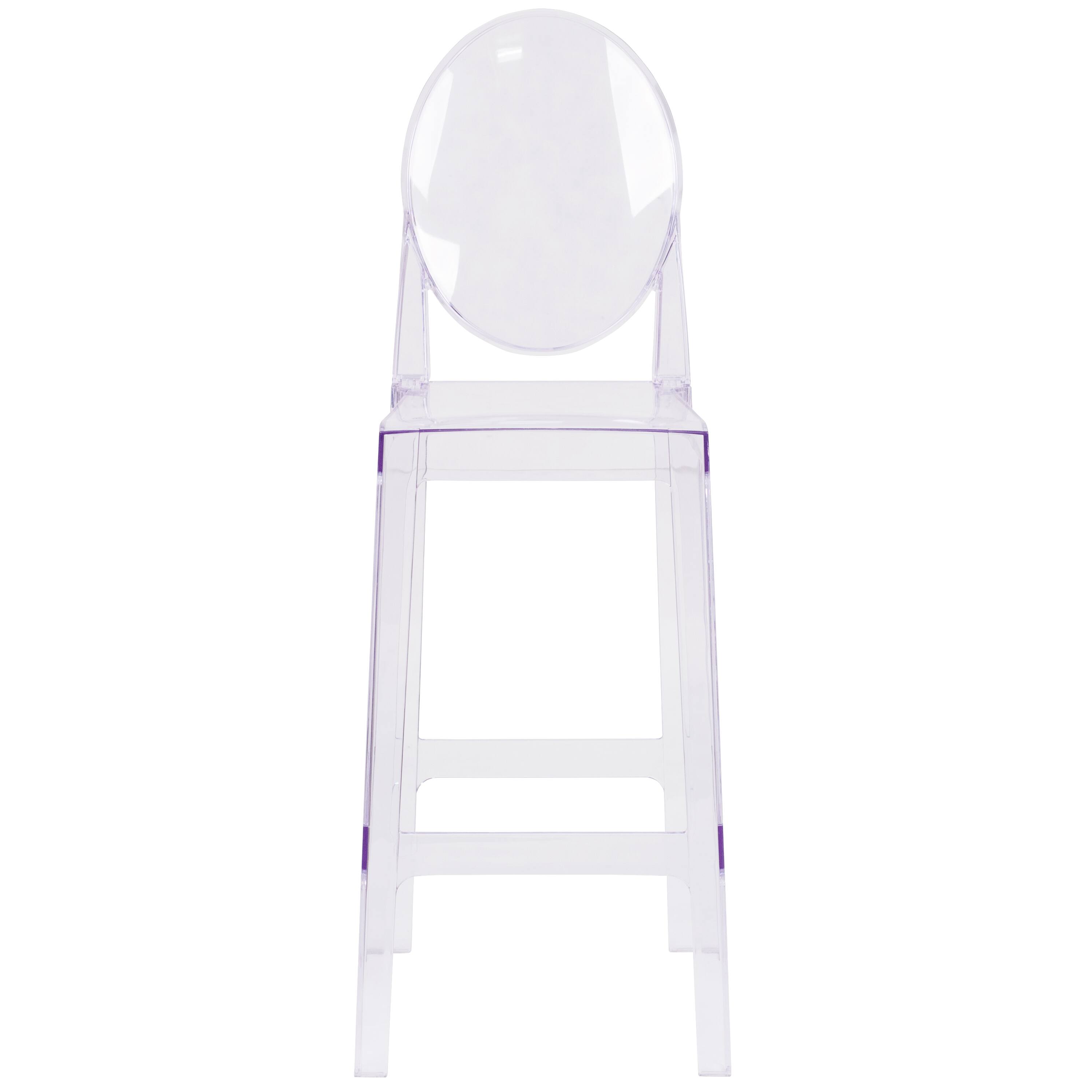 Back. Flash Furniture - Revna Ghost Barstool with Oval Back in Revna Transparent Crystal - Clear.