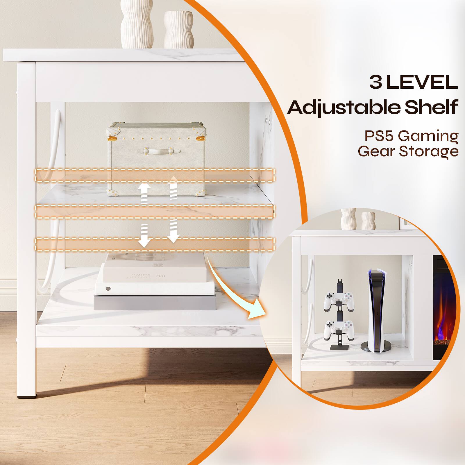 3 LEVEL Adjustable Shelf  
PS5 Gaming Gear Storage