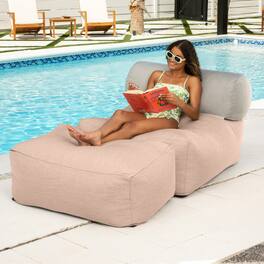 Jaxx - Tybee Large Outdoor Lounge w/ Bolster and Ottoman - Sunbrella - Petal