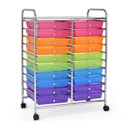 Pefilos - 20 Drawers Storage Rolling Cart Studio Organizer-Multicolor, Craft Organizers and Storage, Multipurpose Organizer Cart - Purple