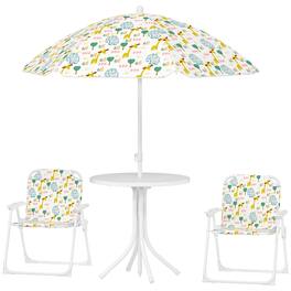 Qaba - Picnic Table and Chair Set, Outdoor Activity Table with Foldable Chairs - White