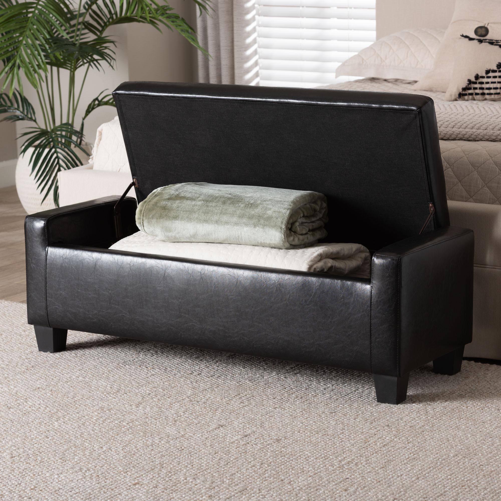 Alt View 6. Baxton Studio - Manchester Ottoman - Black.