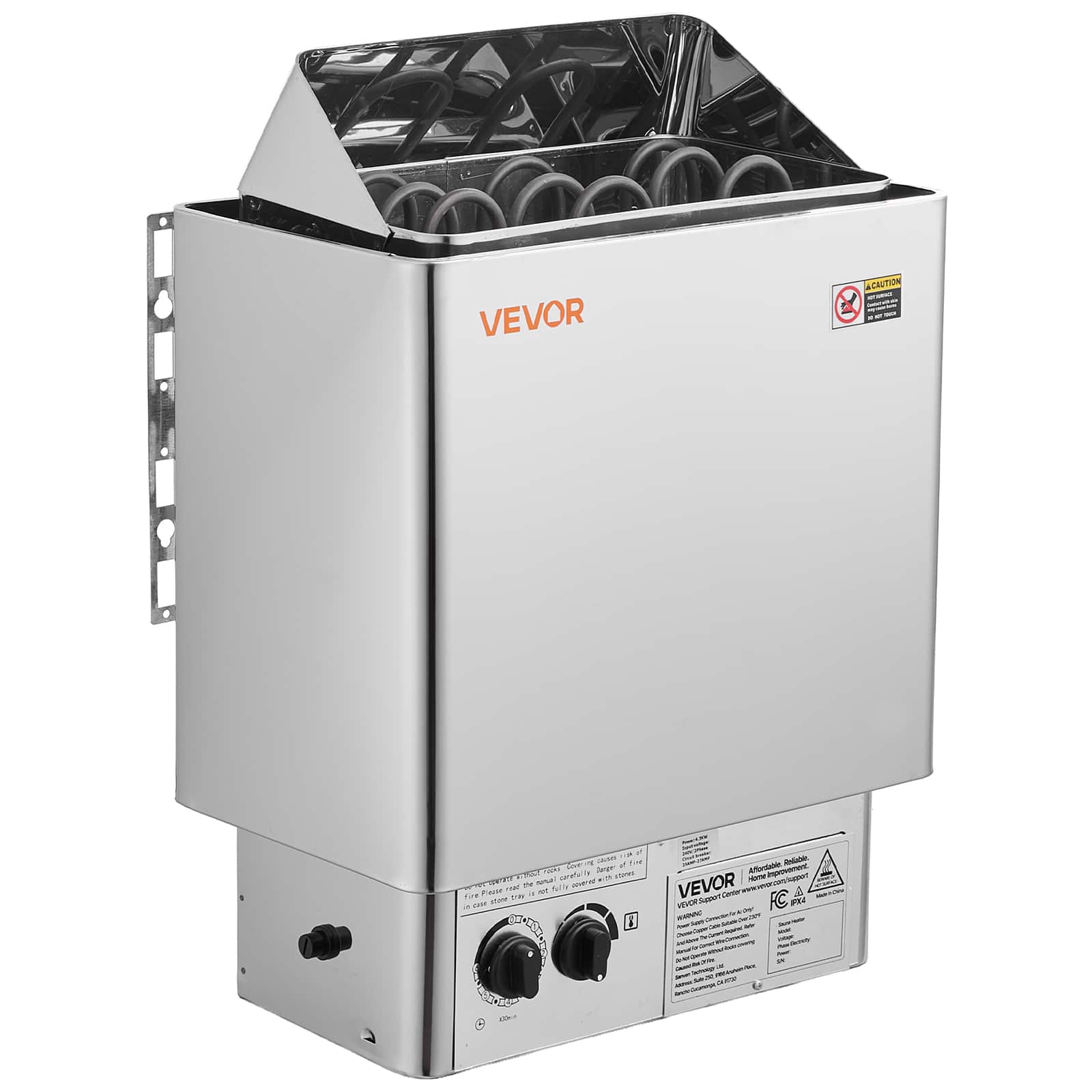 VEVOR - Sauna Heater, 4.5KW 240V Electric Sauna Stove,Dry Steam Bath Saunas Stove with Pre-Drilled Bracket, Fit 105 to 210 CU.FT - Stainless Steel Finish