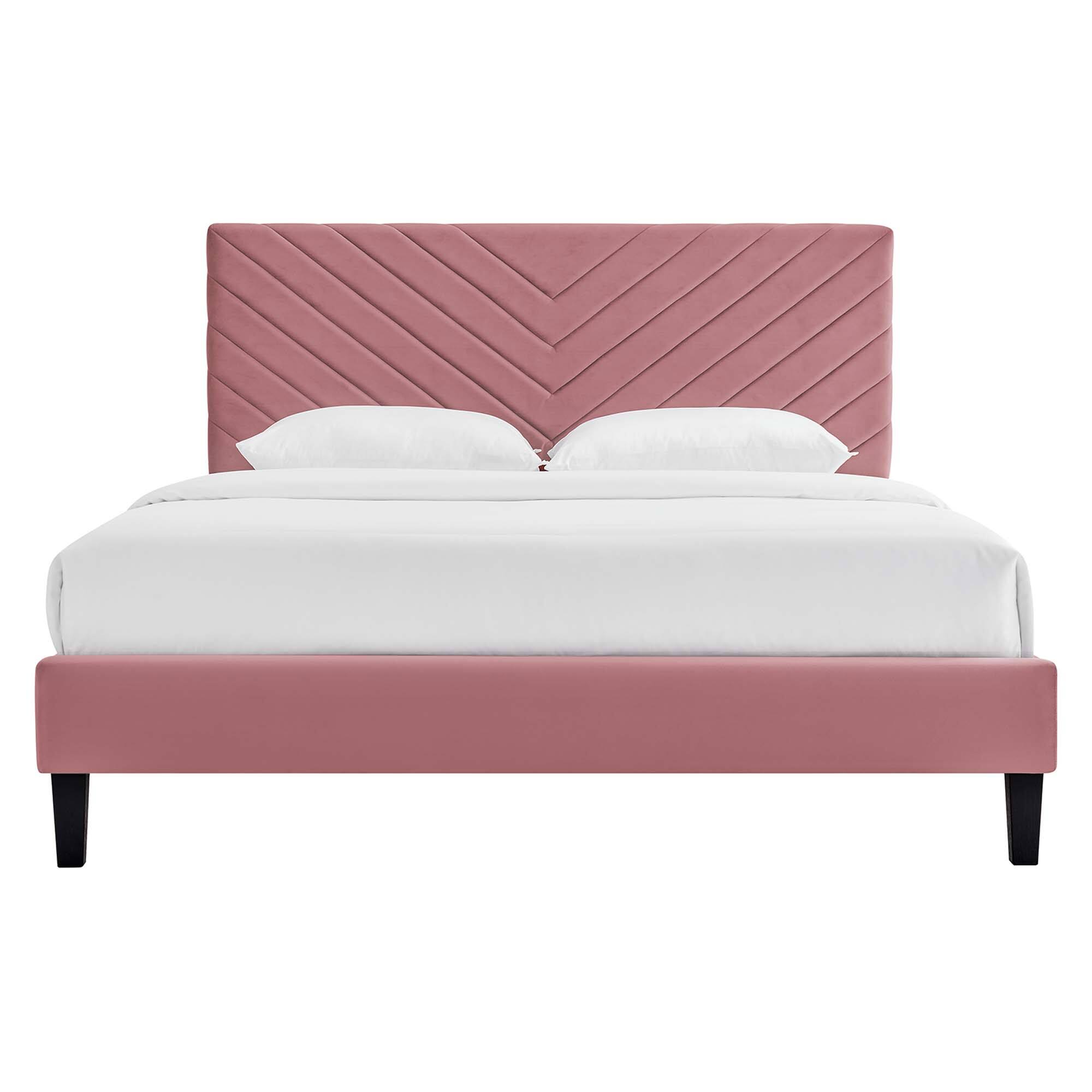 Alt View 8. Modway - Roxanne Performance Velvet Queen Platform Bed - Red.