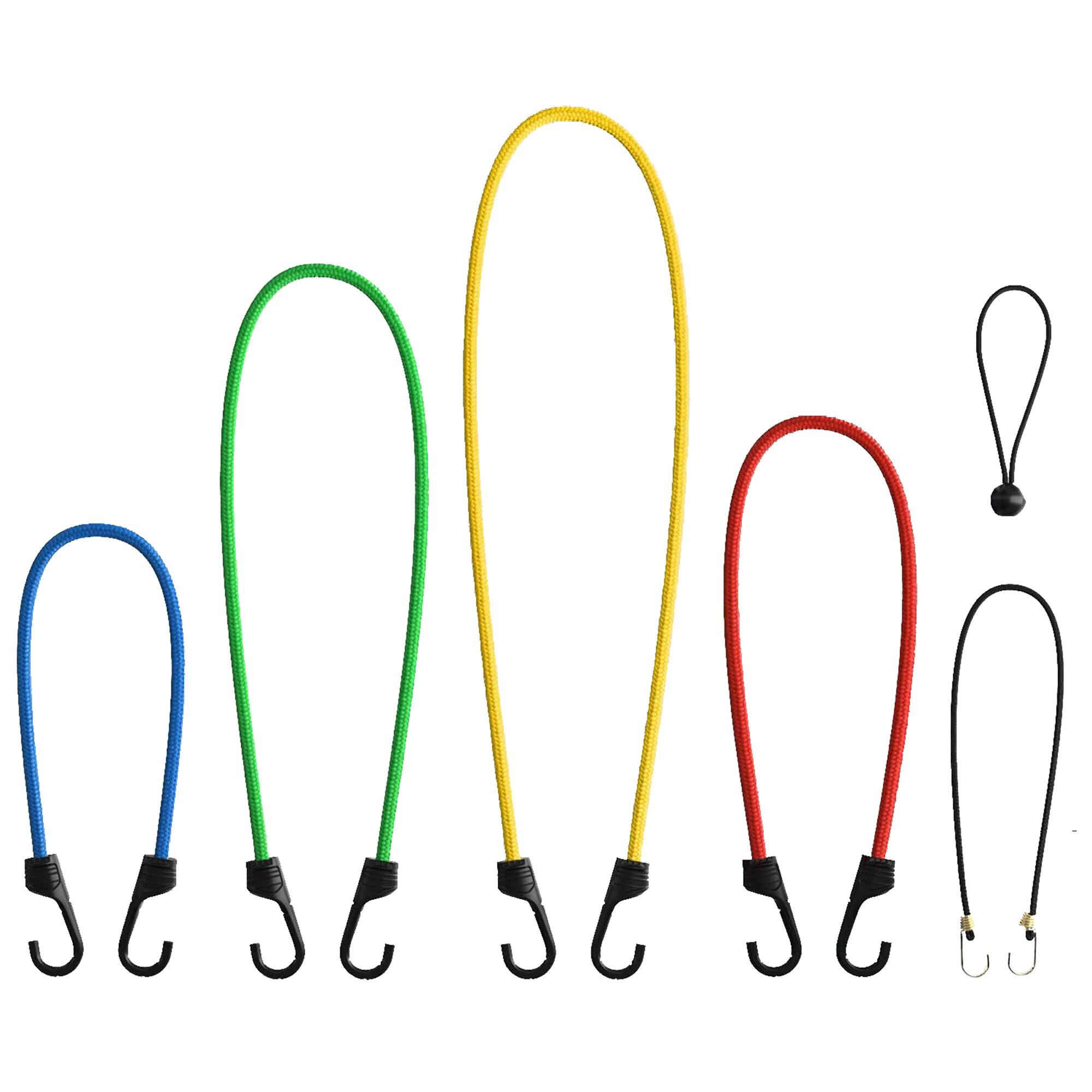 Alt View 2. STP - STP 24-Piece Heavy-Duty Bungee Cord Assortment with Durable Hooks, UV-Resistant Tie-Down Straps for Cargo - Multicolor.