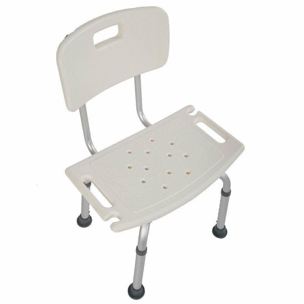 Left. Winado - 7-Height Adjustable Bath Chair, 330LBS Capacity, Tool-Free Assembly Shower Bench with Back & Shower Holder for Elderly - White.