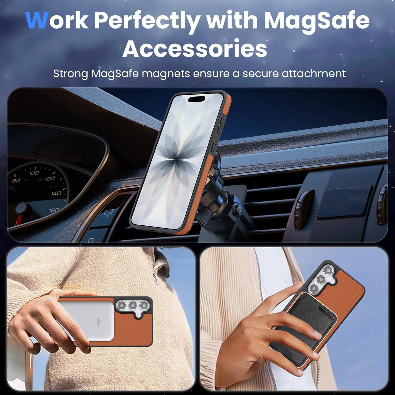 Work Perfectly with MagSafe Accessories  
Strong MagSafe magnets ensure a secure attachment