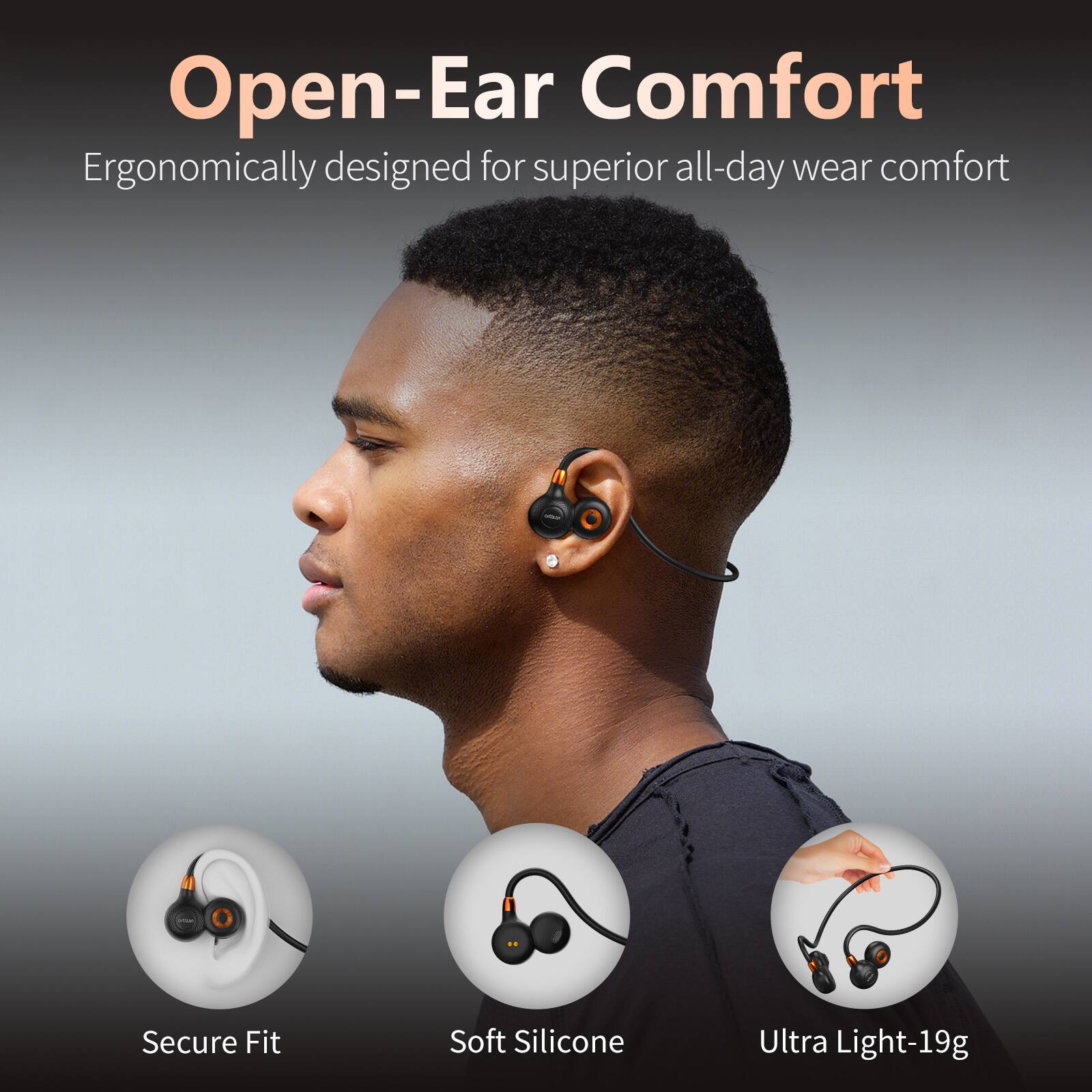 Ortizan 2026 Open Ear Bluetooth 5.4 Headphones, Mic, IPX7