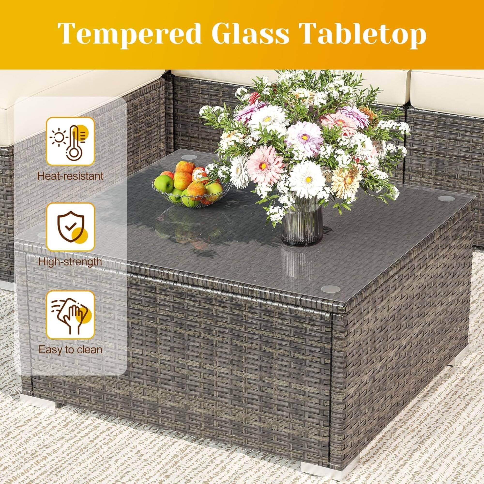 Tempered Glass Tabletop  
Heat-resistant  
High-strength  
Easy to clean
