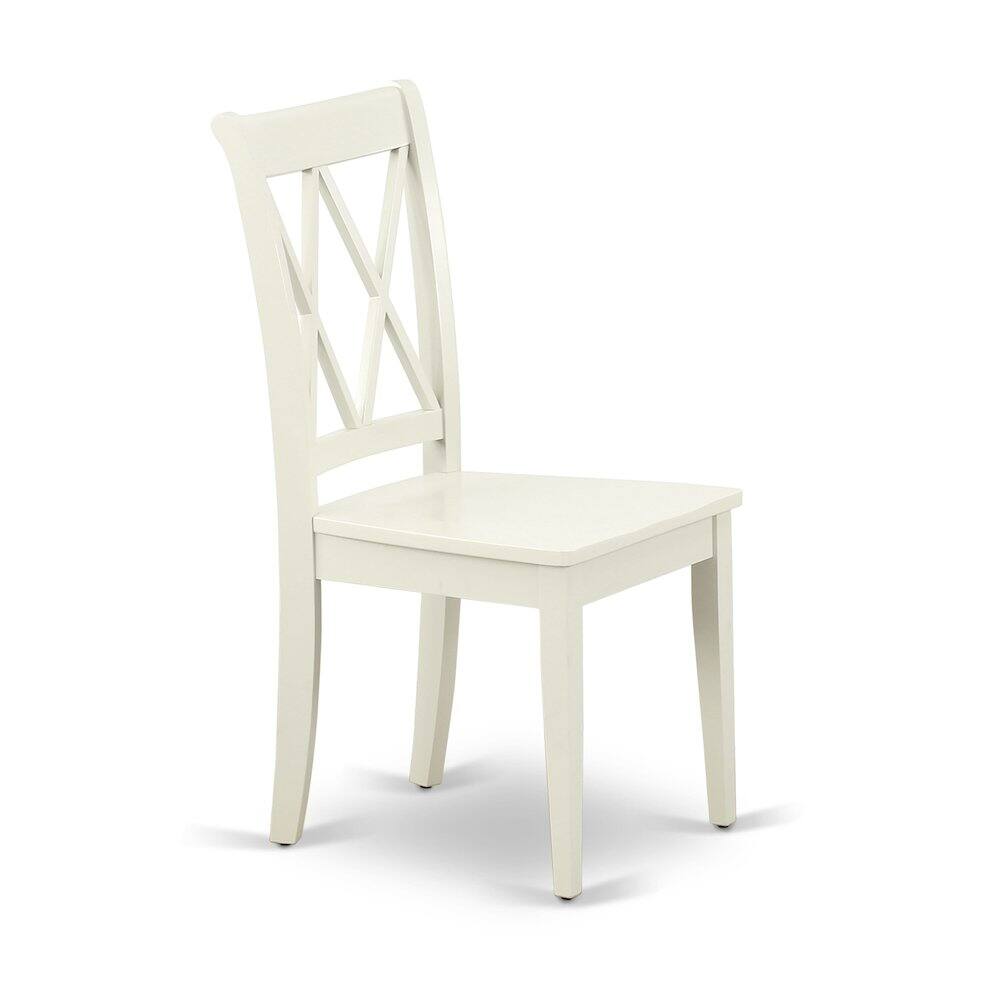 Back. East West Furniture - AMCL3-LWH-W 3 Piece Dining Room Set - 1 Pedestal Table and 2 Linen White Wooden Chairs - Linen White Finish - Linen White.
