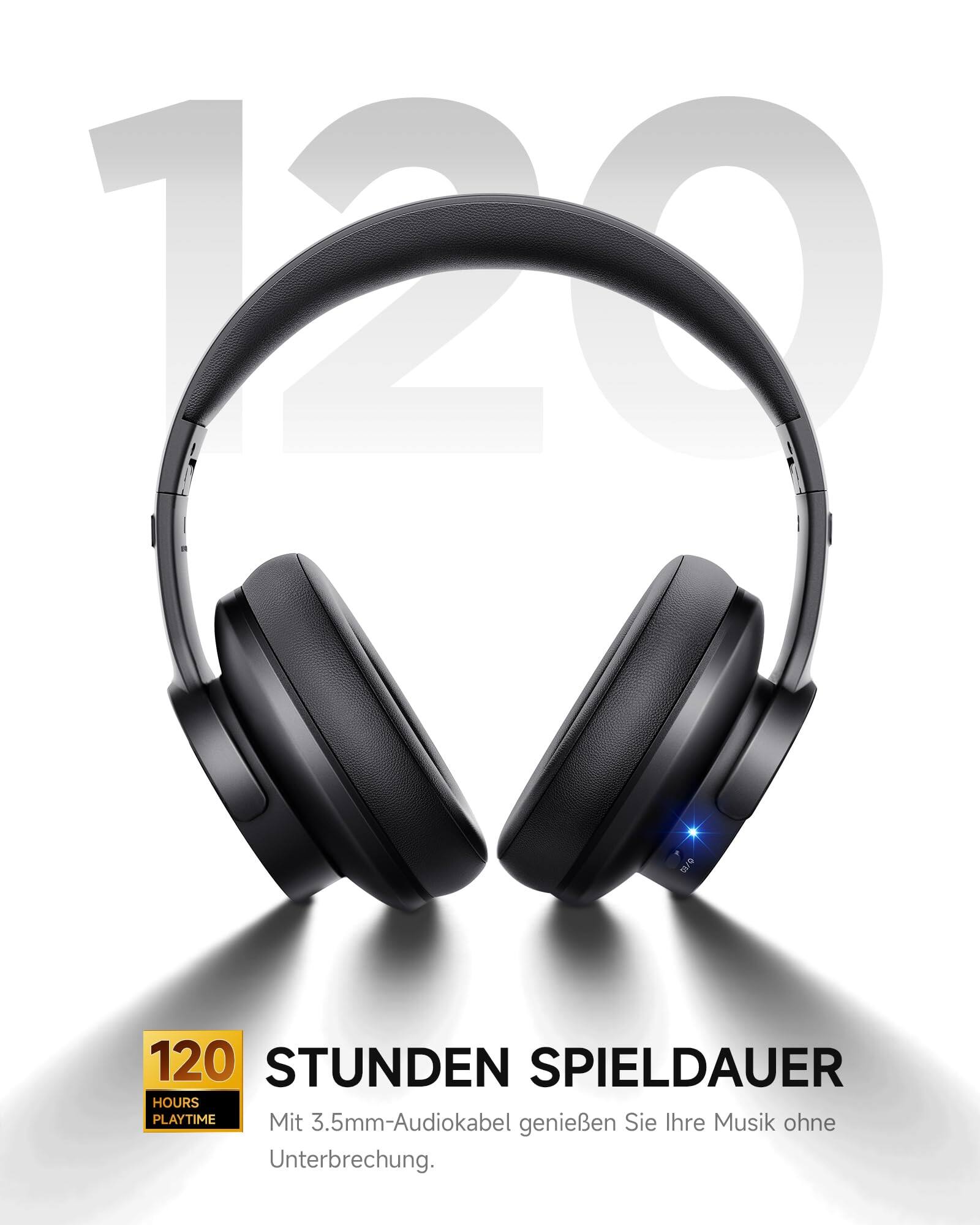 120 STUNDEN SPIELDAUER  
120 HOURS PLAYTIME  
Mit 3.5mm-Audiokabel genießen Sie Ihre Musik ohne Unterbrechung.