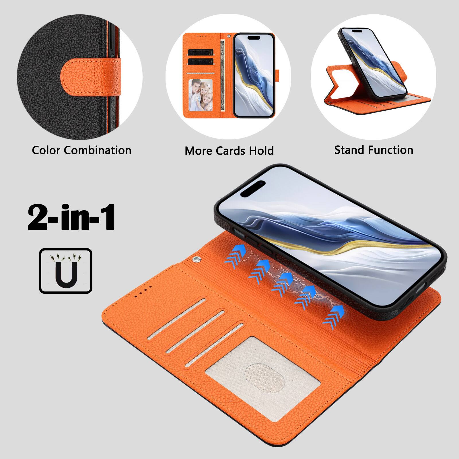 Color Combination  
More Cards Hold  
Stand Function  

2-in-1