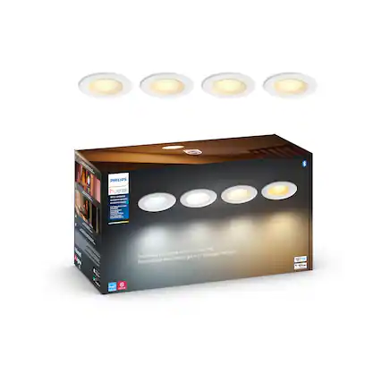 Front. Philips - Hue Bluetooth 5/6" High Lumen Recessed Downlight (4-pack) - White Ambiance.