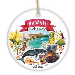 OrnamentallyYou - Artistic Hawaii State Themes and Landmarks Christmas Ornament - Multi-colored