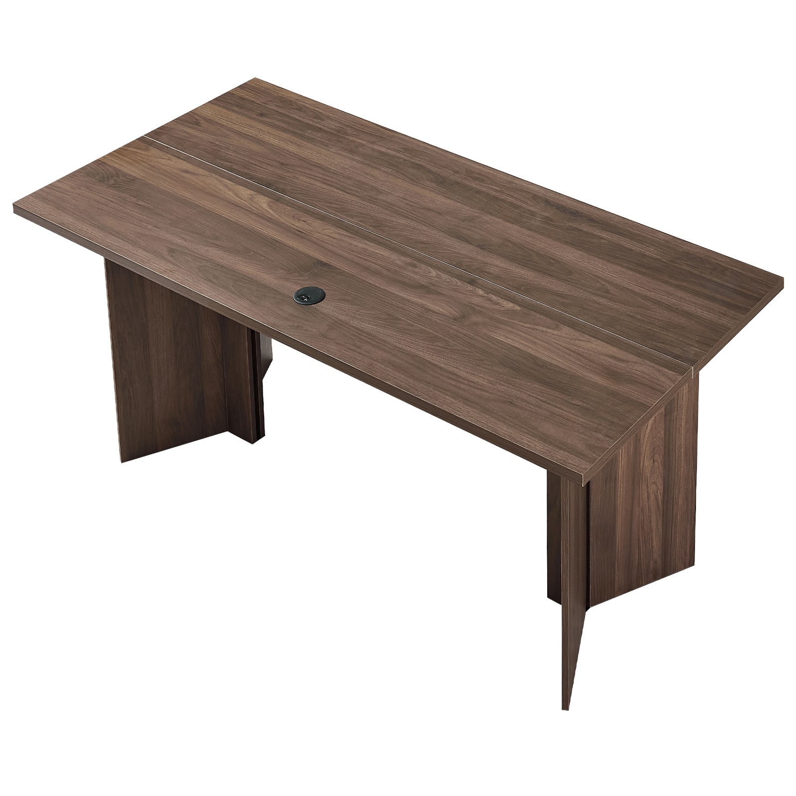 VEVOR - 63 in Executive Desk, Large Modern Rectangle Office Table, Heavy Duty Wooden Executive Table with Cable Connection Hole - Brown