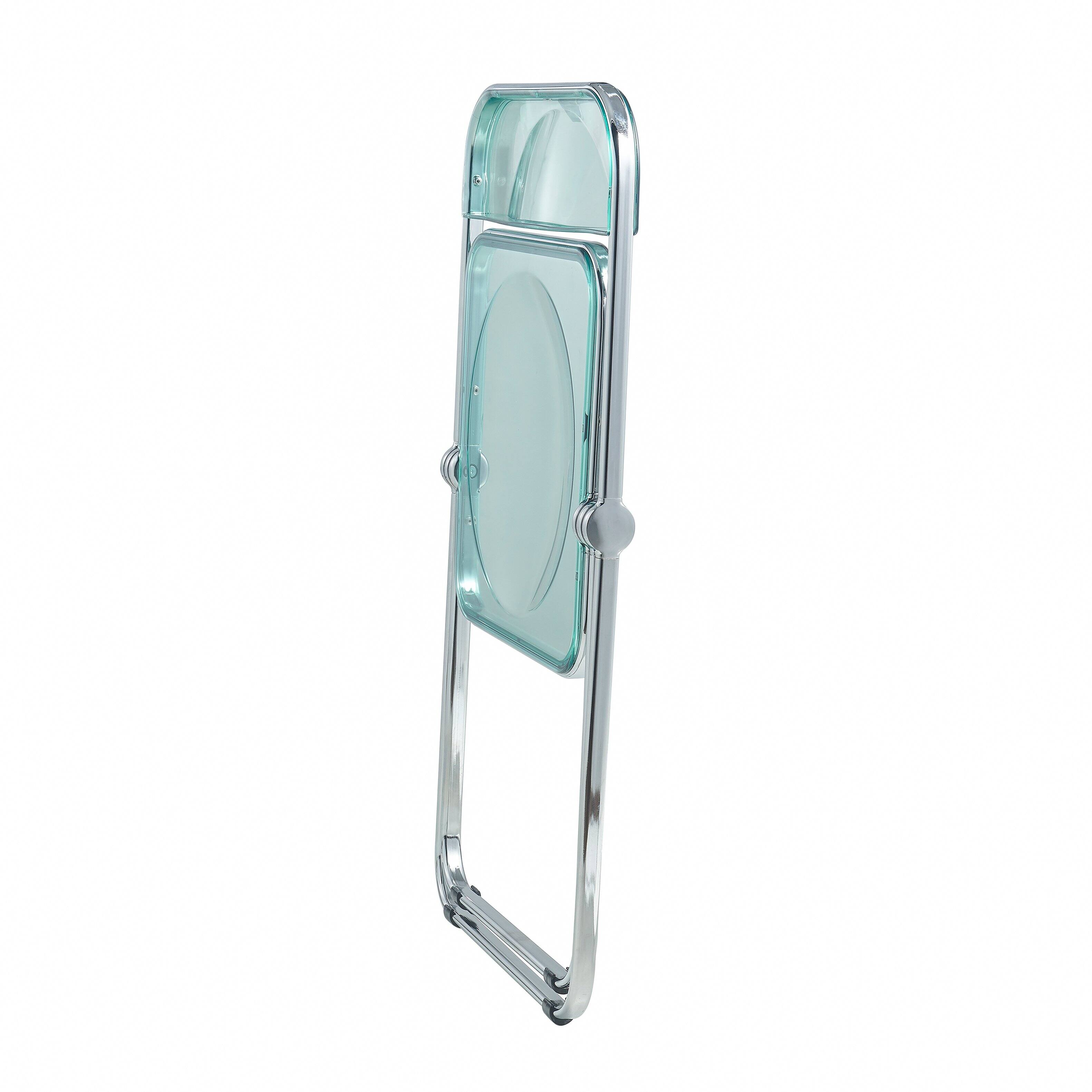 Alt View 3. LeisureMod - Lawrence 2-PCS Clear Accent Chair, Folding Acrylic Design with Chrome Frame, Portable Assembled Seating - Jade Green.
