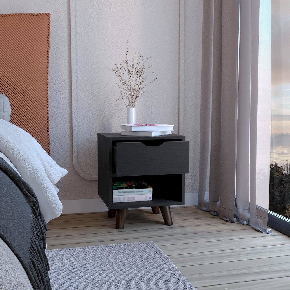 Alt View 4. TuHome - Crail Nightstand Black MDF - Black.