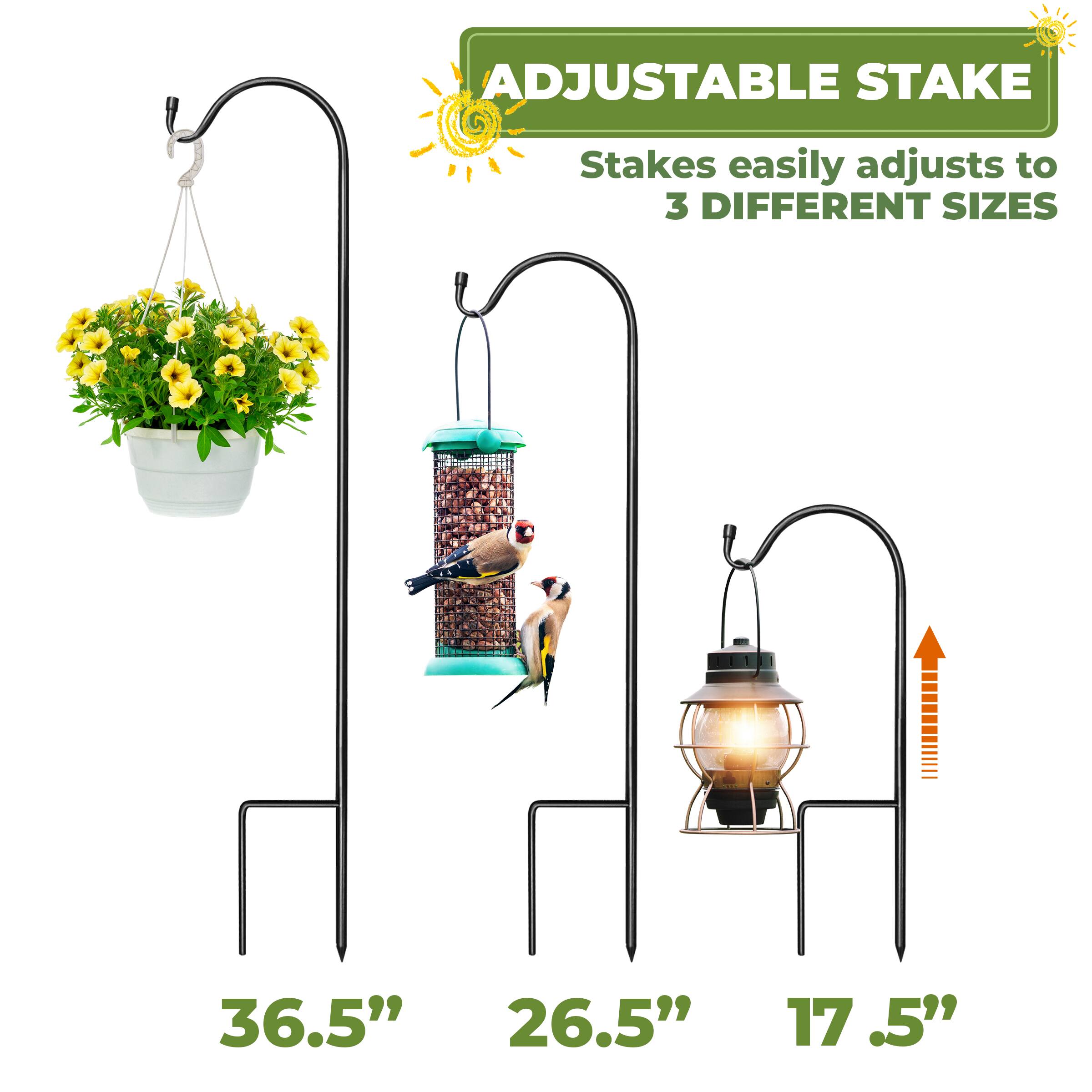 ADJUSTABLE STAKE  
Stakes easily adjusts to 3 DIFFERENT SIZES  
36.5" 26.5" 17.5"