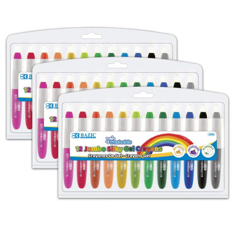 BAZIC Products - Washable Jumbo Silky Gel Crayons, 12 Per Pack, 3 Packs price history on PriceWatchPro