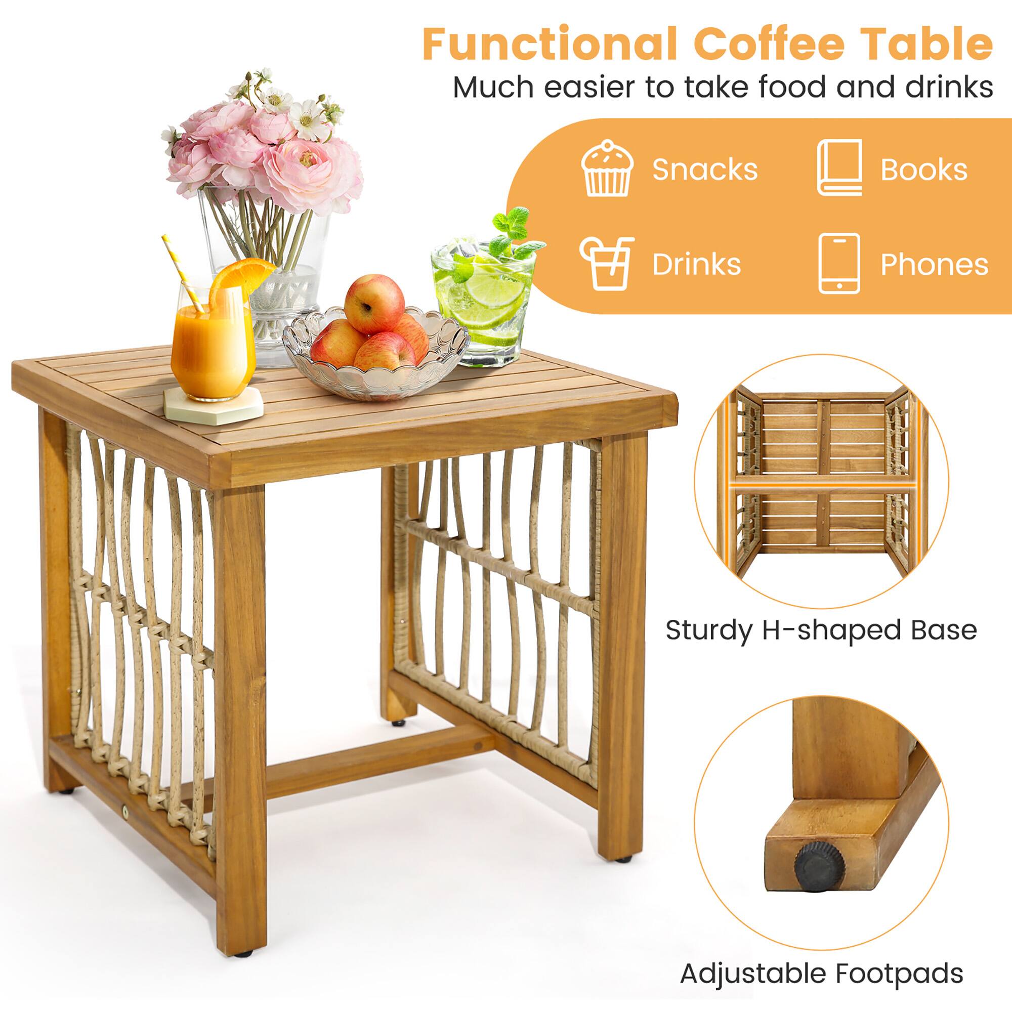 Functional Coffee Table
Much easier to take food and drinks
Snacks
Books
Drinks
Phones
Sturdy H-shaped Base
Adjustable Footpads