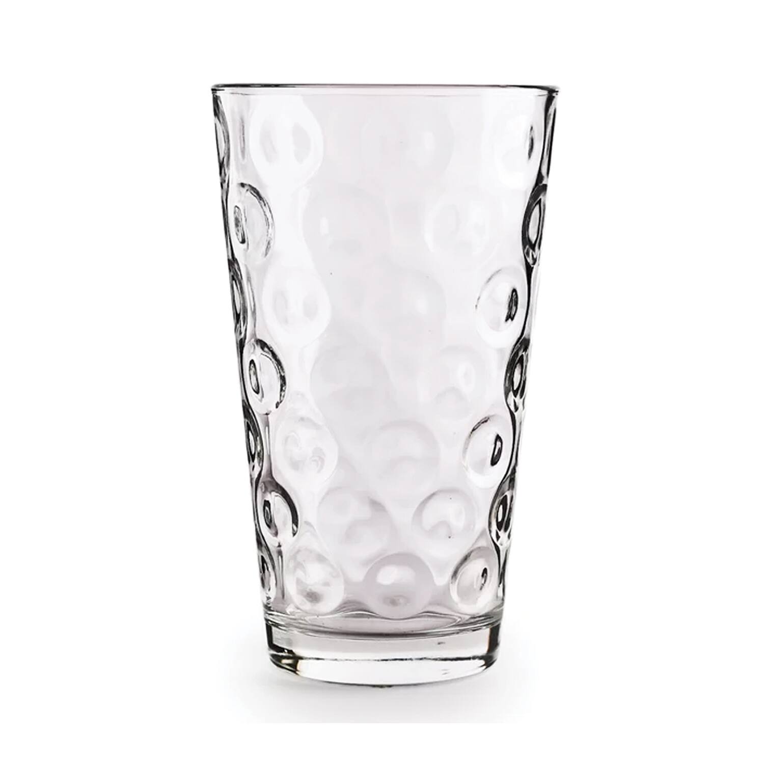 Angle. Jay Import - Double Circle Set of 4 Juice Glasses 7 OZ. - Clear.
