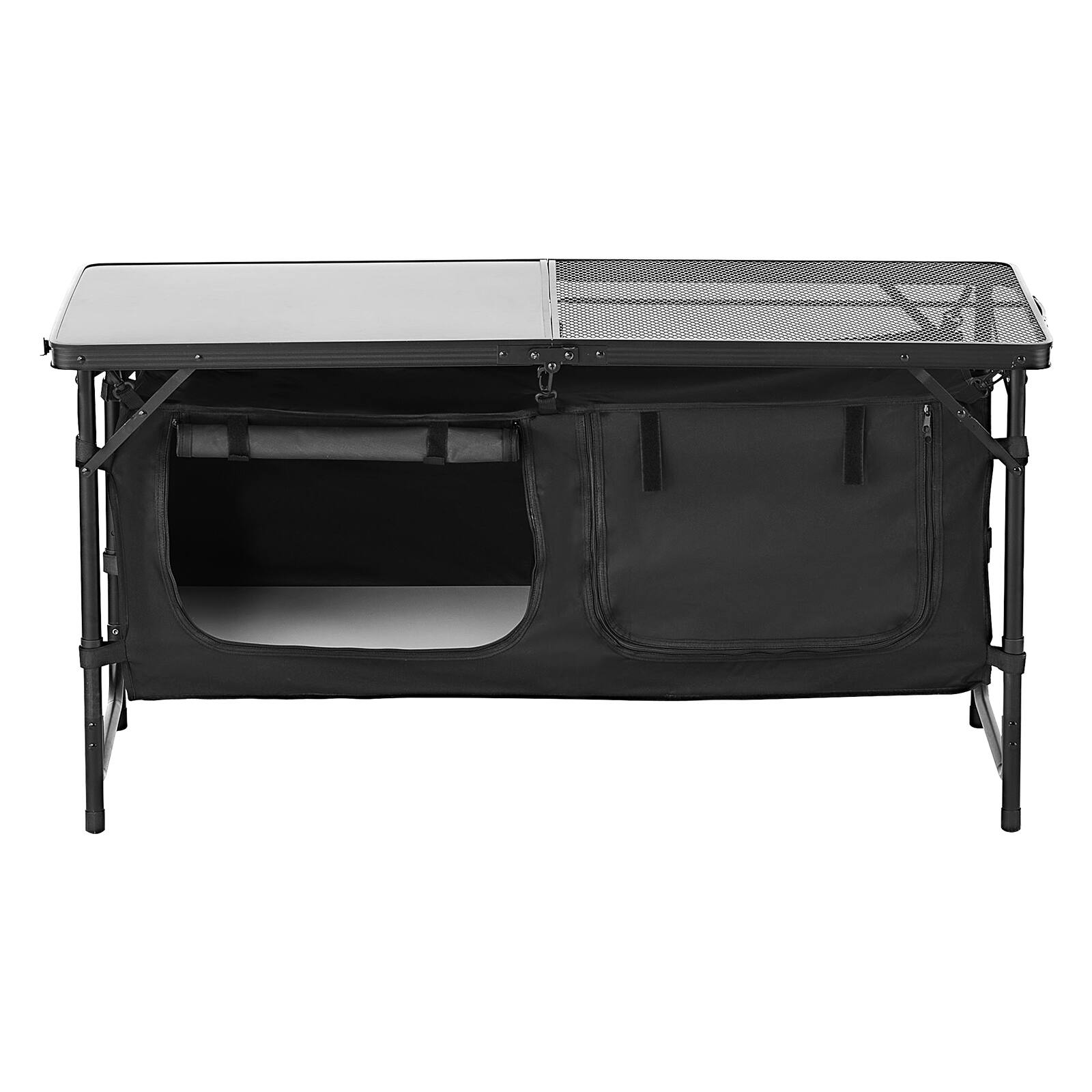 Alt View 5. VEVOR - Camping Kitchen Table, Folding Outdoor Cooking Table, 3 Adjustable Heights, Aluminum Lightweight Portable Cook Station - Blue.