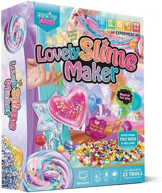 Big Brain Beauty STEAM Experiment Kit 8+ Lovely Slime Maker fun magical play slime EVERYTHING YOU NEED 23 TOOLS INCLUDED DEVELOPS ALL INCLUSIVE 4 Parts