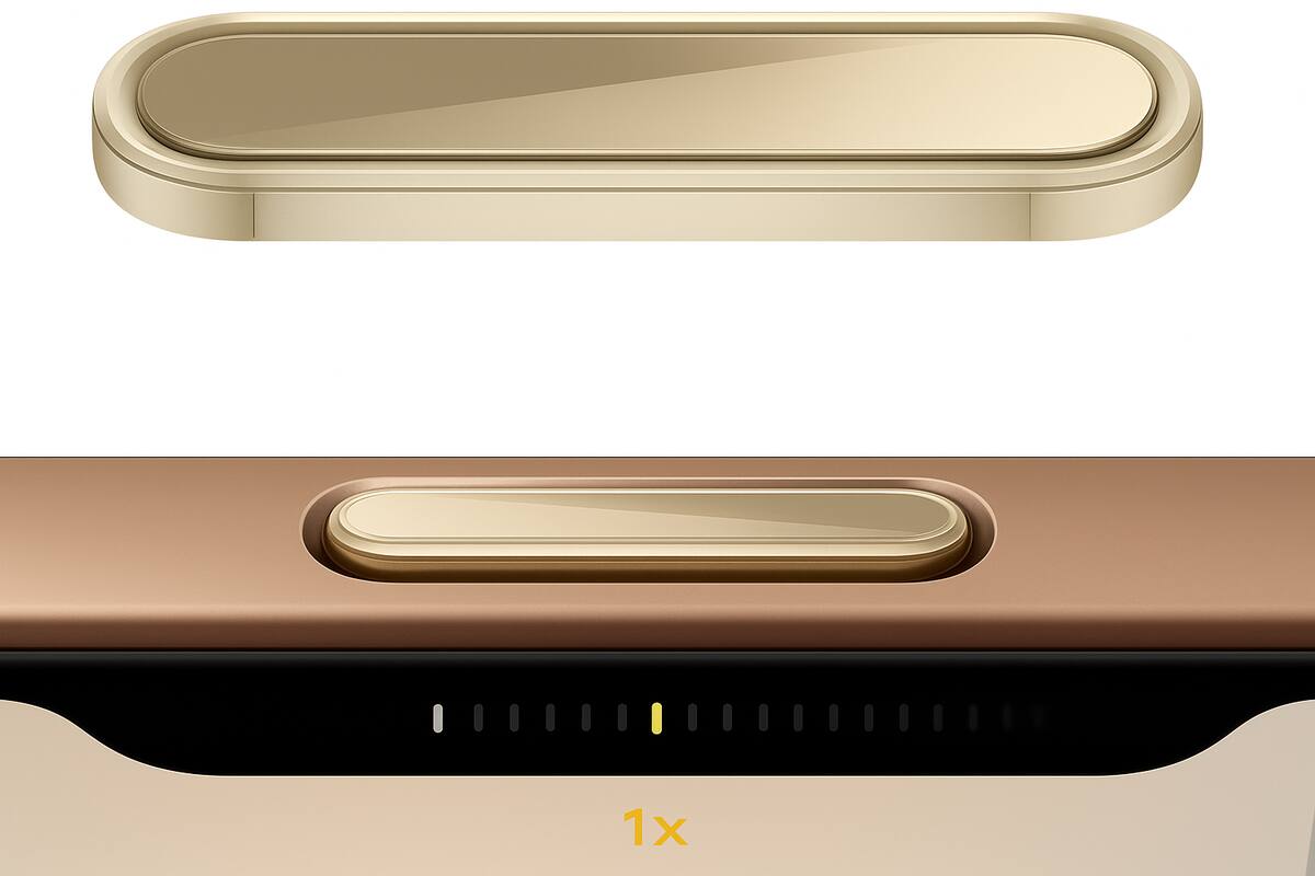 Entronix - Camera Control Button Protector for iPhone 17 & 16 Air/Plus/Pro Max – Metal Decorative Side Key Guard Cover - Gold