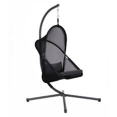 Front. Manhattan Lane - Cery Outdoor Egg Swing Chair, Foldable Stand - Black.