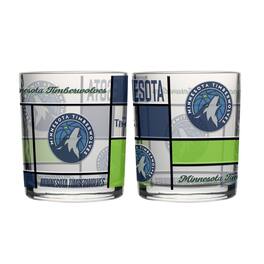 Logo Brands - Minnesota Timberwolves 12oz. Quilted Stained Two-Pack Rocks Glass Set - Multicolor