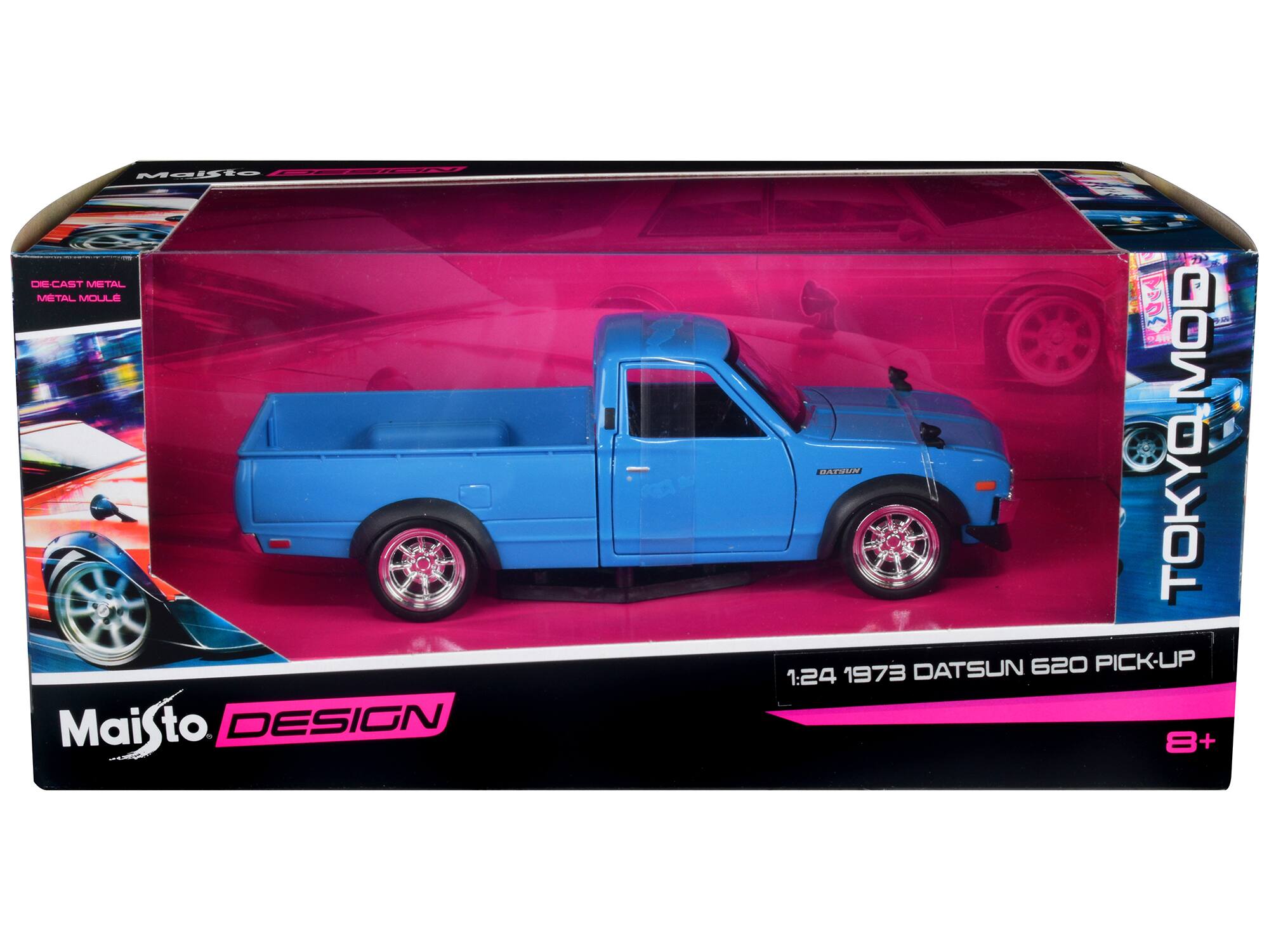 Maisto DESIGN  
DE-CAST METAL  
METAL MOULE  
1:24  
1973 DATSUN 620 PICK-UP  
8+