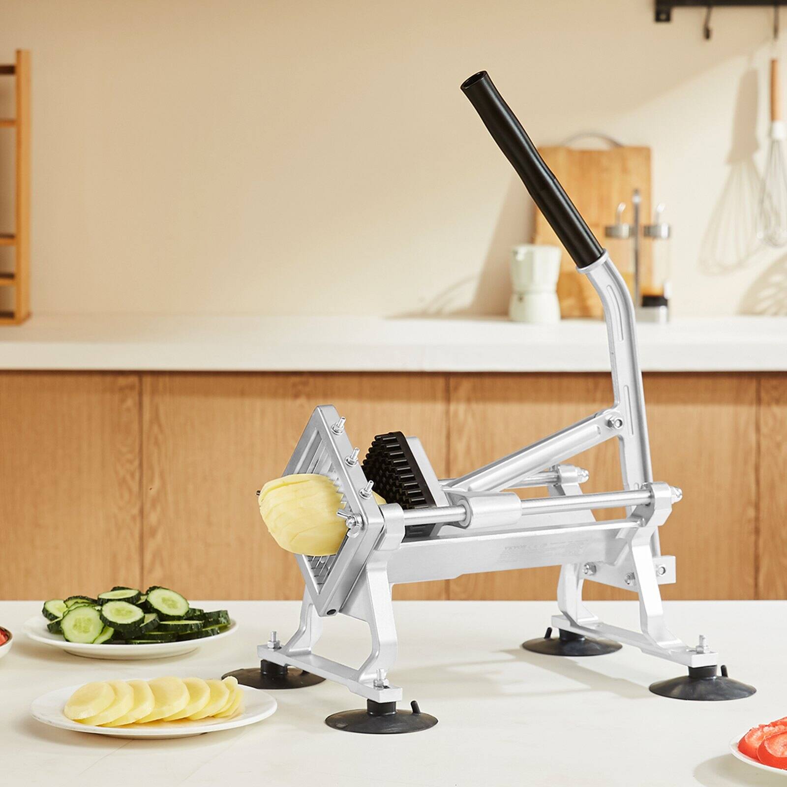 Alt View 1. Glintex - Commercial Vegetable Slicer 1/4 Inch Stainless Manual Cutter Non-slip Feet Fruit Vegetable Cutters & Slicers.