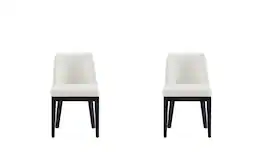 Manhattan Comfort - Gansevoort Modern Wood Vegan Leather Dining Chair - Set of 2 - Ivory