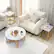 Angle. Costway - 3 PCS Coffee Table Set Round Coffee Table and 2PCS Square End Tables Metal Frame White - White and Gold.