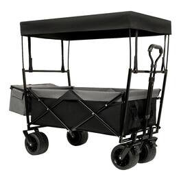 Loheer - Collapsible Wagon with Canopy, 480 lb Capacity, Seven Inch All Terrain Wheels, Black