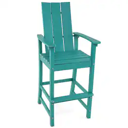 Costway - Tall Adirondack Chair with Ergonomic Backrest Armrests & Footrest for Backyard - Turquoise