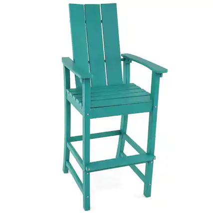 Front. Costway - Costway Tall Adirondack Chair with Ergonomic Backrest Armrests & Footrest for Backyard - Turquoise.