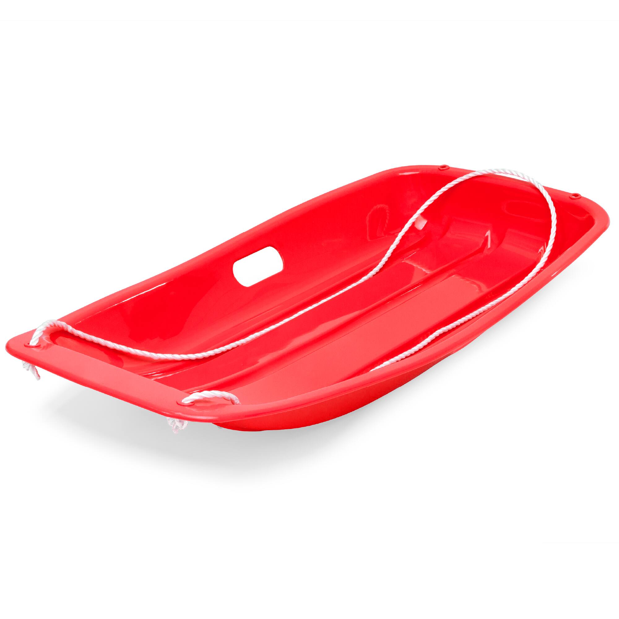 Alt View 1. Best Choice Products - Best Choice Products 35in Kids Outdoor Plastic Sport Toboggan Winter Snow Sled Board w/ Pull Rope, 2 Handles - Red - Red.