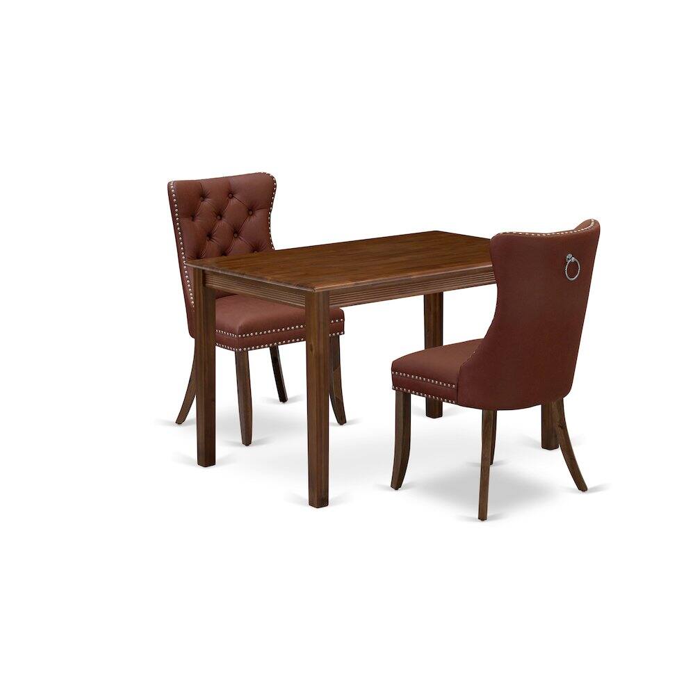 Back. East West Furniture - 3 Piece Dining Set - Brown.