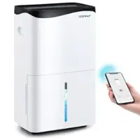 Costway 100-Pint Dehumidifier for Home & Basements w/ Smart App& Alexa Control - White - Front_Zoom