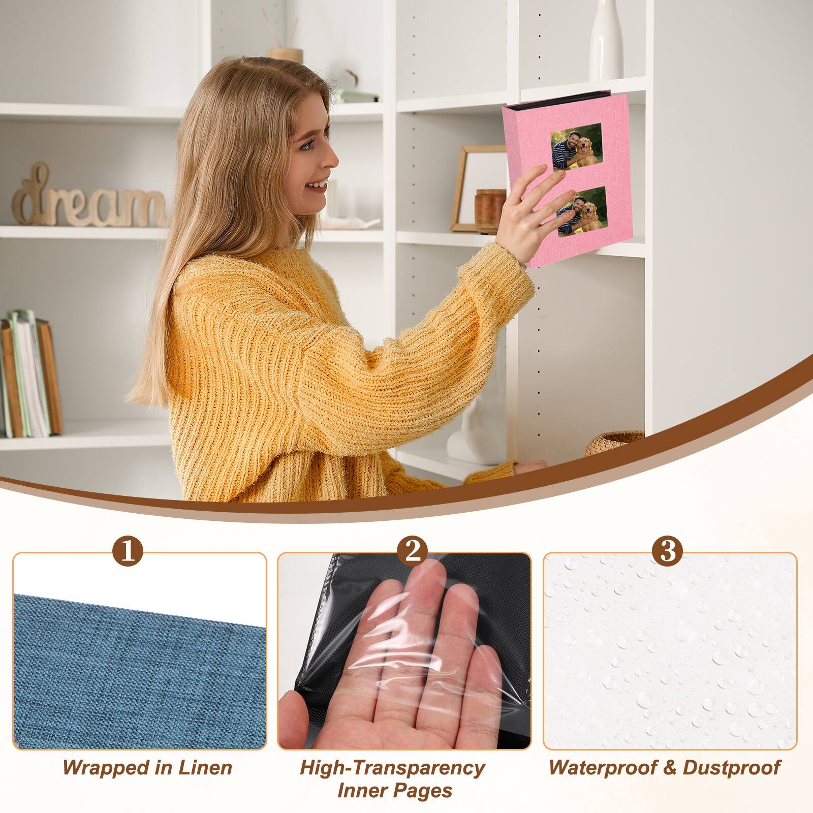 1. Wrapped in Linen
2. High-Transparency Inner Pages
3. Waterproof & Dustproof
