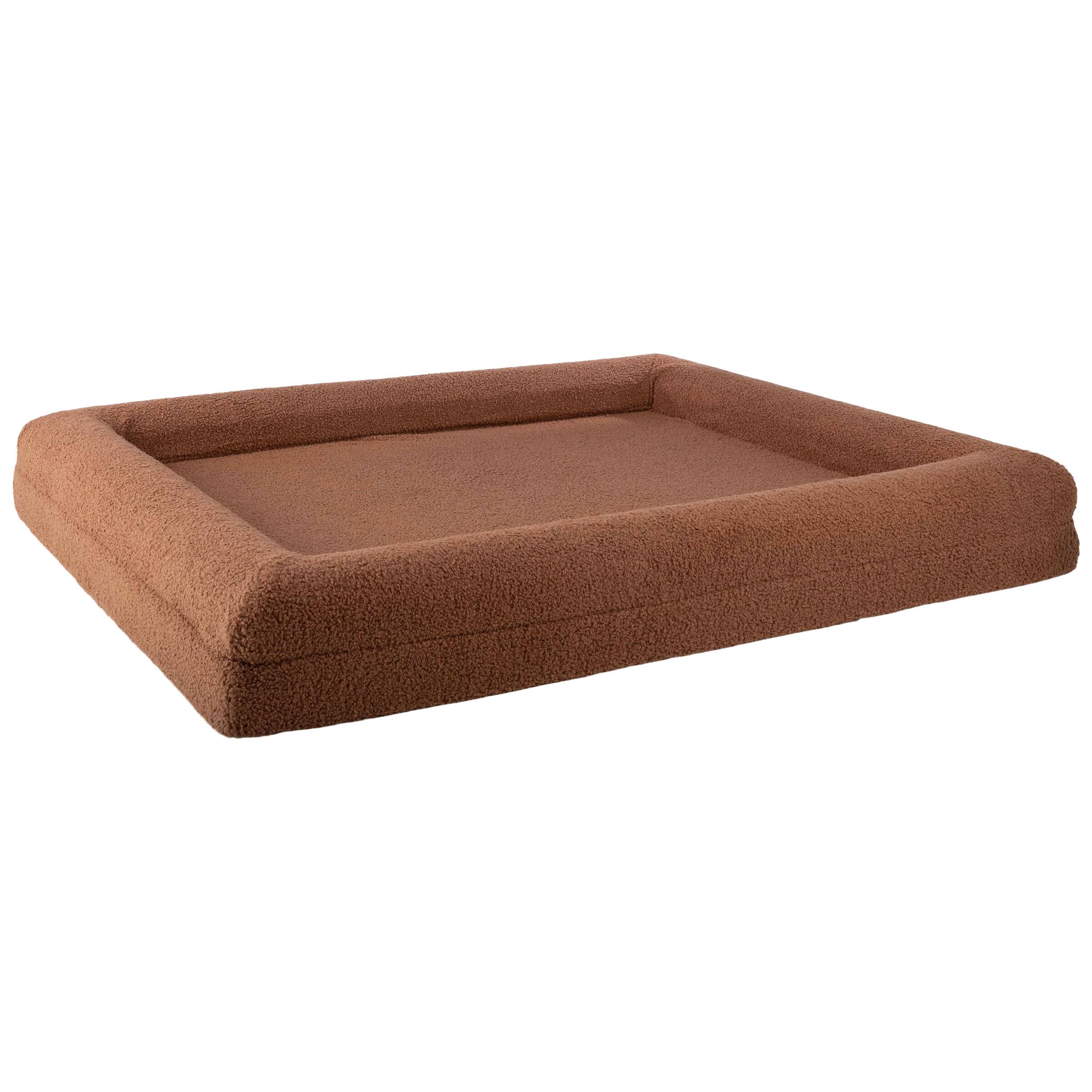 Back. PetMaker - 45in Large Dog Bed with Bolster - Brown.