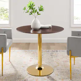 Verne 35" Dining Table by Modway - Gold Cherry Walnut