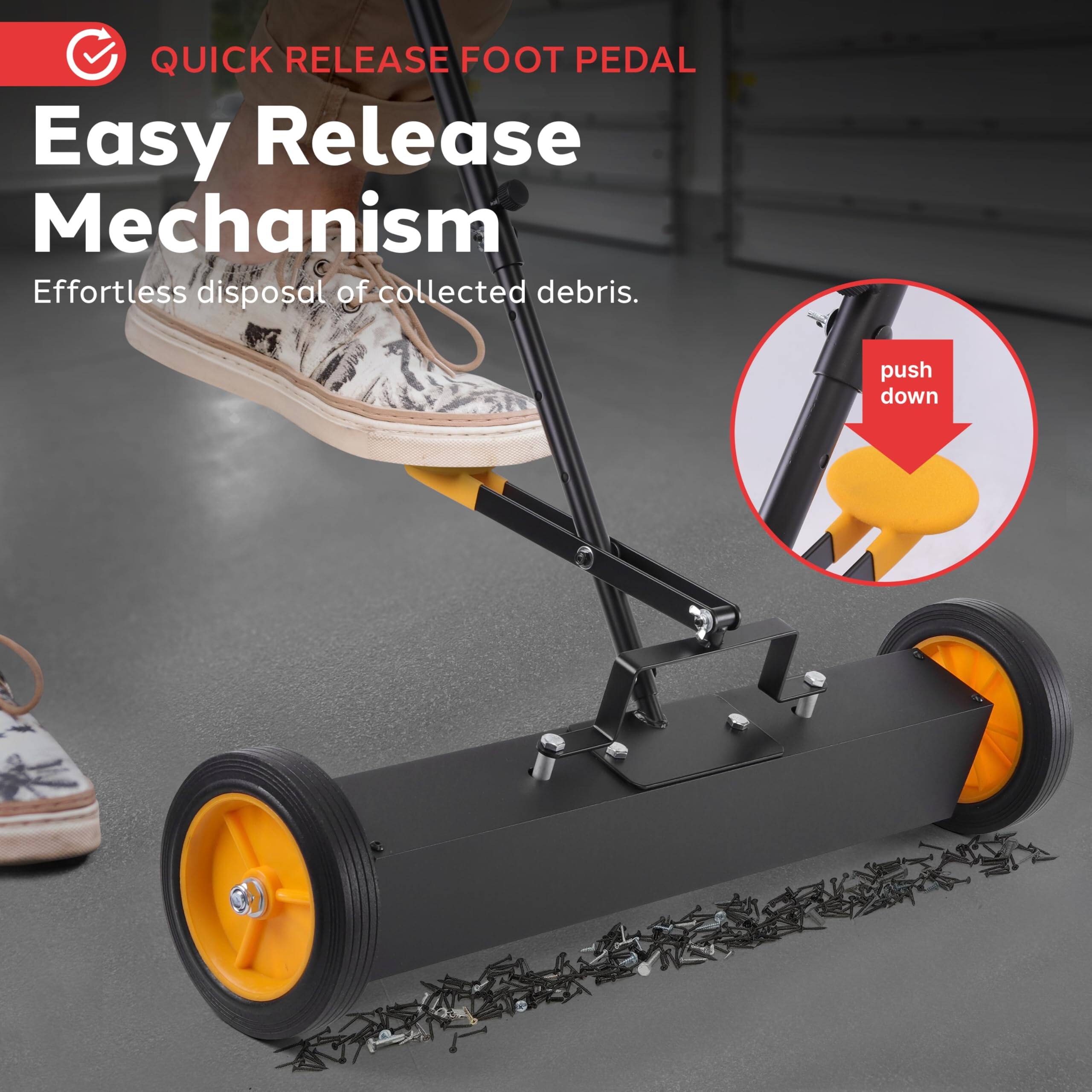 QUICK RELEASE FOOT PEDAL

Easy Release Mechanism

Effortless disposal of collected debris.

push down