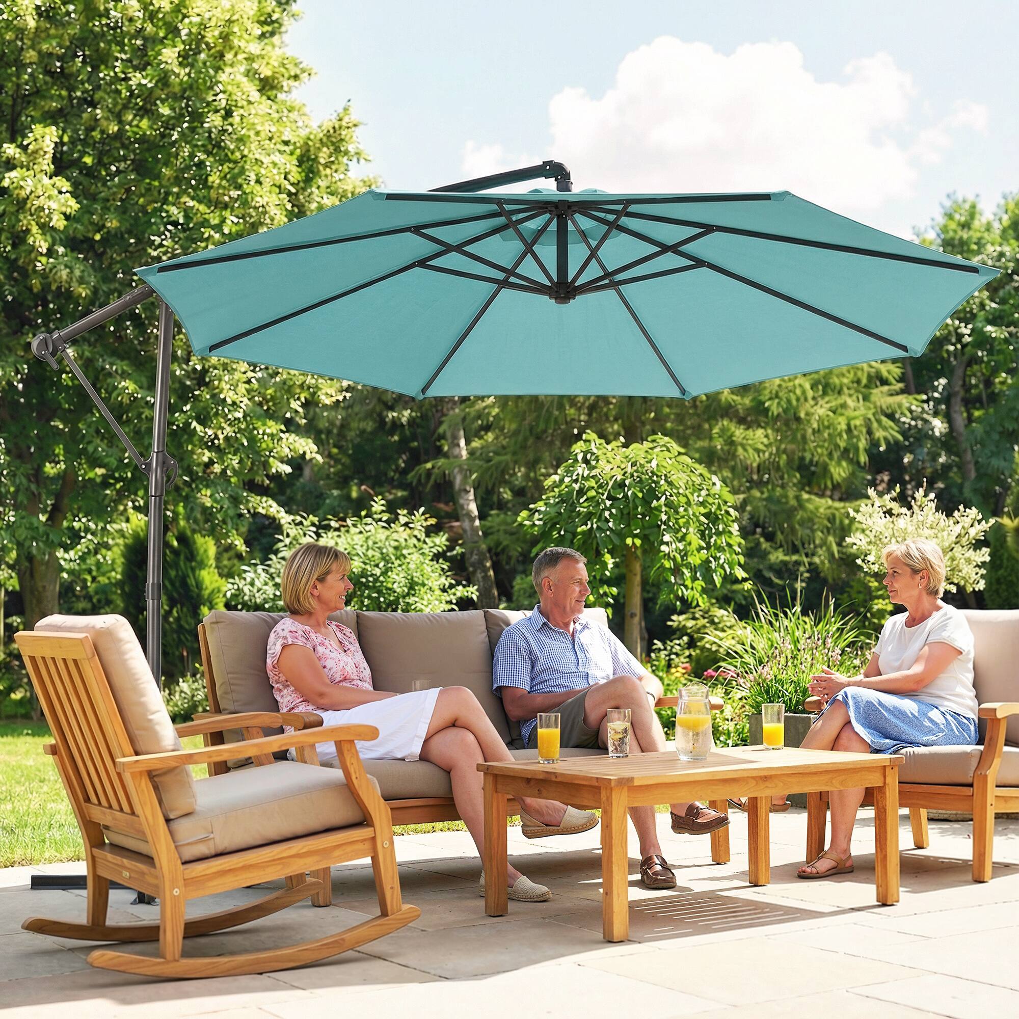 Alt View 8. Outsunny - ft Offset Patio Umbrella with Cover, Hanging Cantilever Umbrella with 360° Rotation, Crank Handle, Tilt.