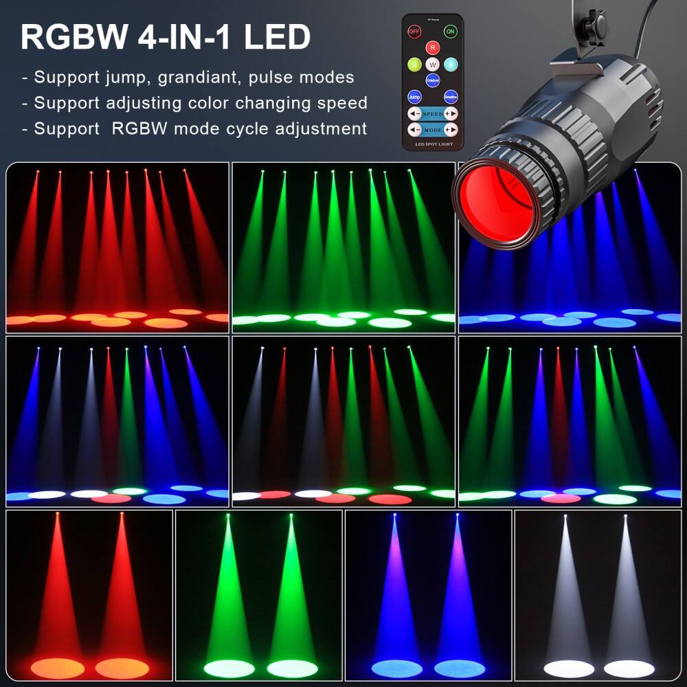 RGBW 4-IN-1 LED

- Support jump, grandiant, pulse modes
- Support adjusting color changing speed
- Support RGBW mode cycle adjustment