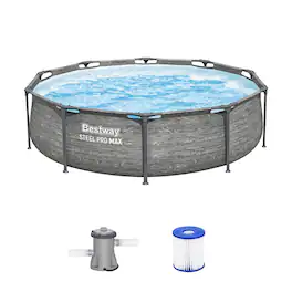 Bestway - Steel Pro MAX 10' x 30" Above Ground Outdoor Swimming Pool Set, Gray - StackStone